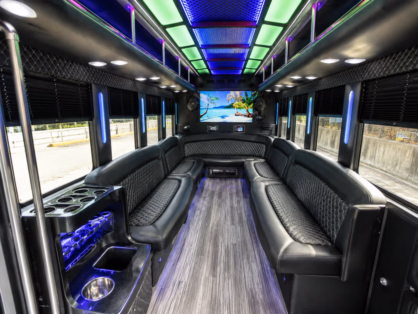 petaluma 18 passenger party bus inside