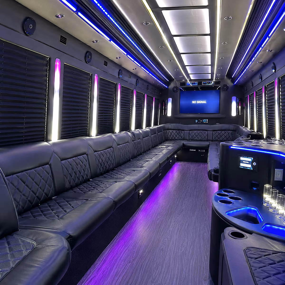 petaluma 30 passenger party bus inside